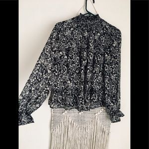 Boho black and white blouse medium or small